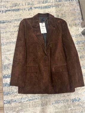 Zara Brown Suede Blazer Jacket for Women